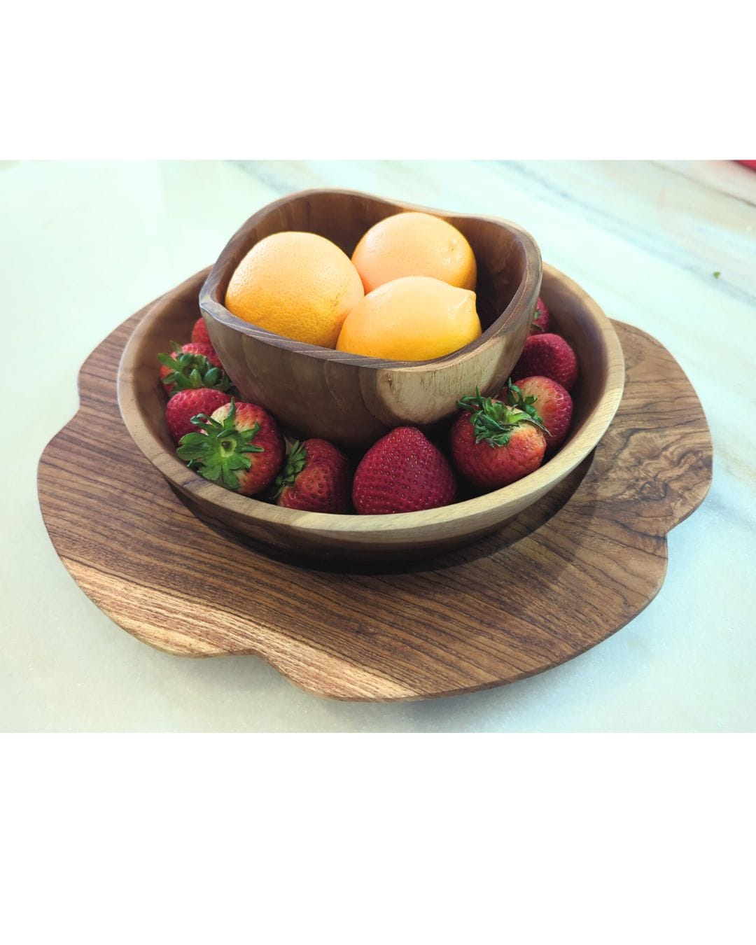 Teak Wood Flower Charger Serving Plate