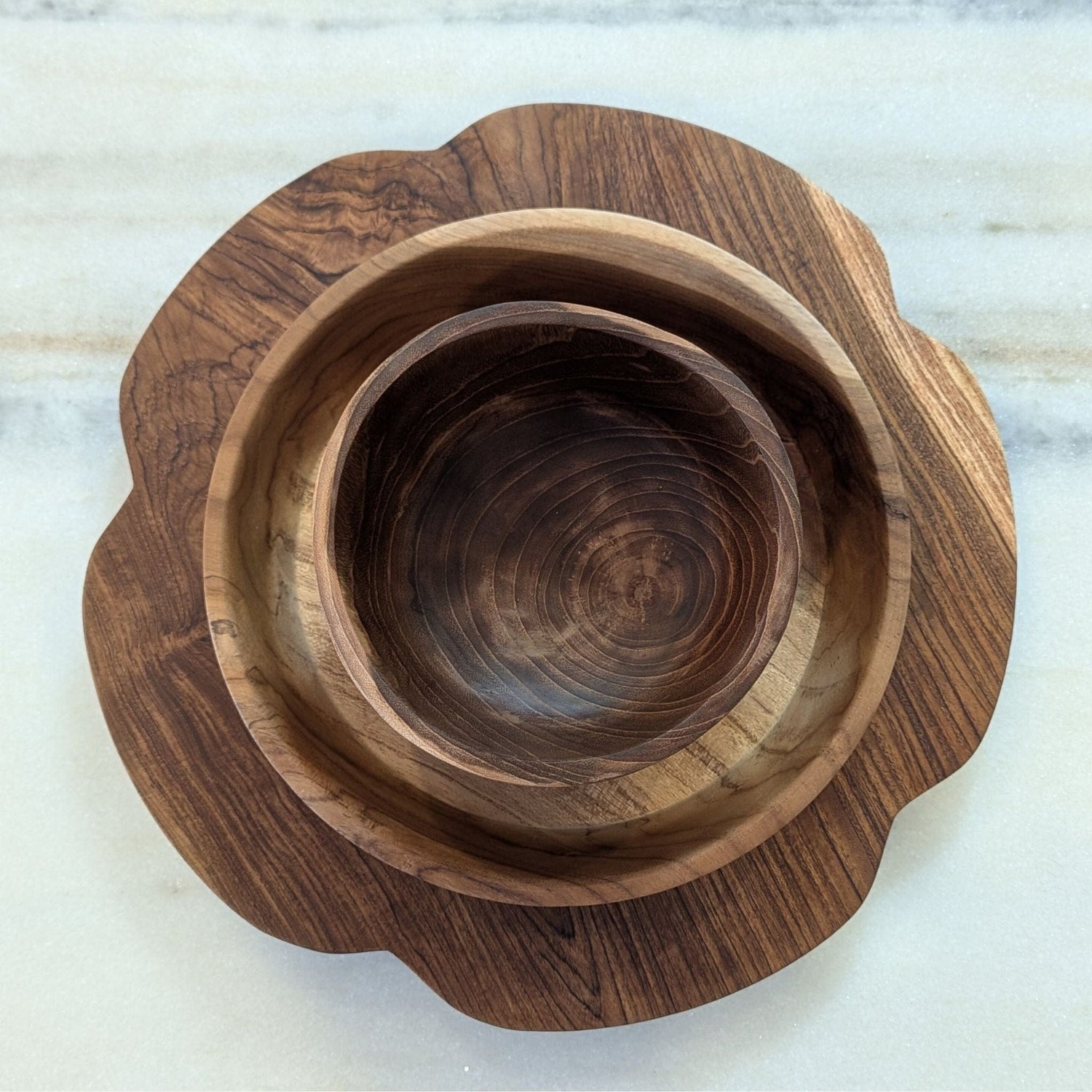 Teak Wood Flower Charger Serving Plate
