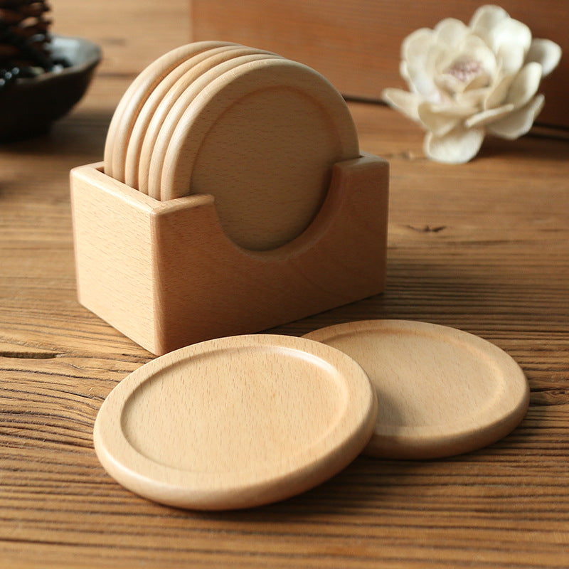 Wooden Coasters Set with Holder