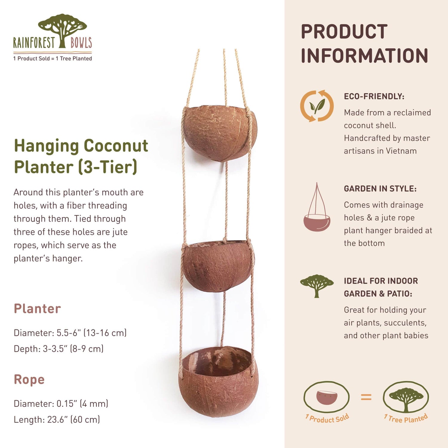 Hanging Coconut Planter (3-Tier)