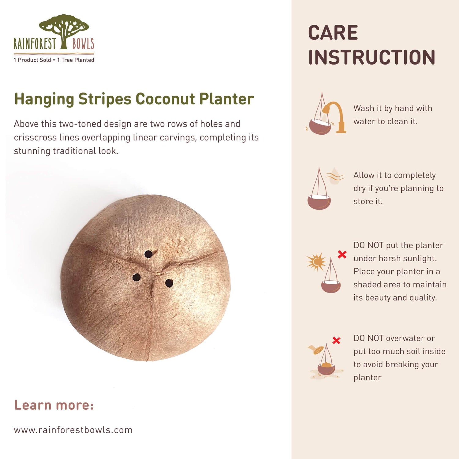 Hanging Stripes Coconut Planter