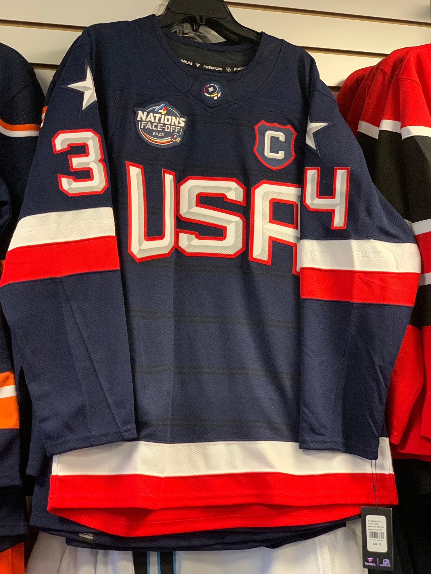 Men's USA Fanatics Navy 2025 4 Nations Face-Off Premium Player Jersey - Auston Matthews
