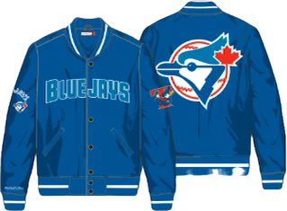 Men's Mitchell & Ness Royal Toronto Blue Jays Big Hoodie Satin Full-Snap Jacket