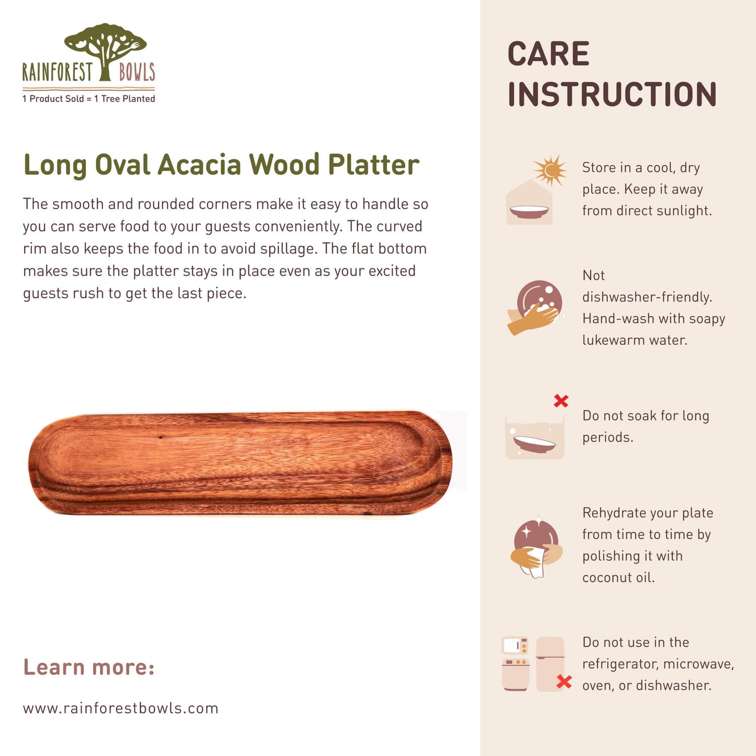 Long Oval Acacia Wood Platter