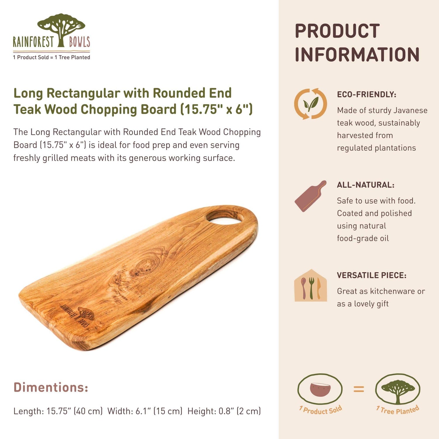Rounded Edge Rectangular Teak Wood Chopping Board (16