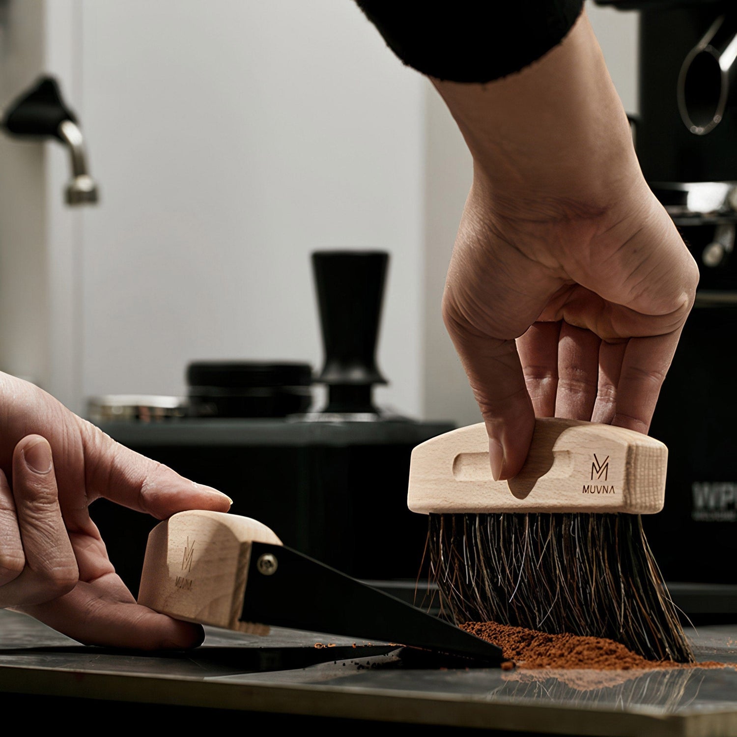 Solid Wood Coffee Cleaning Brush Set