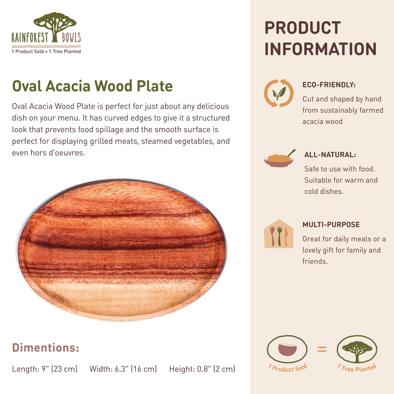 Oval Acacia Wood Plate