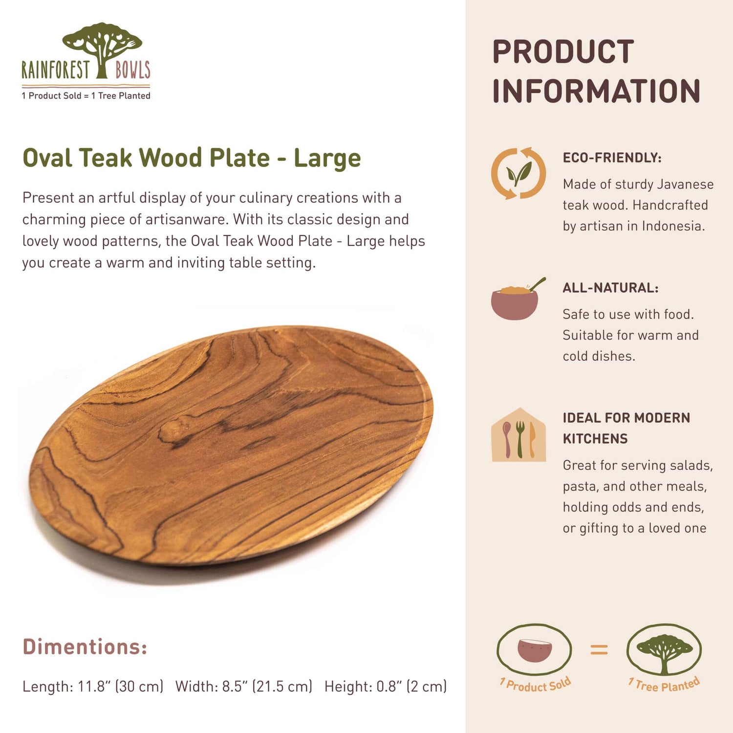 Oval Teak Wood Plate - Large