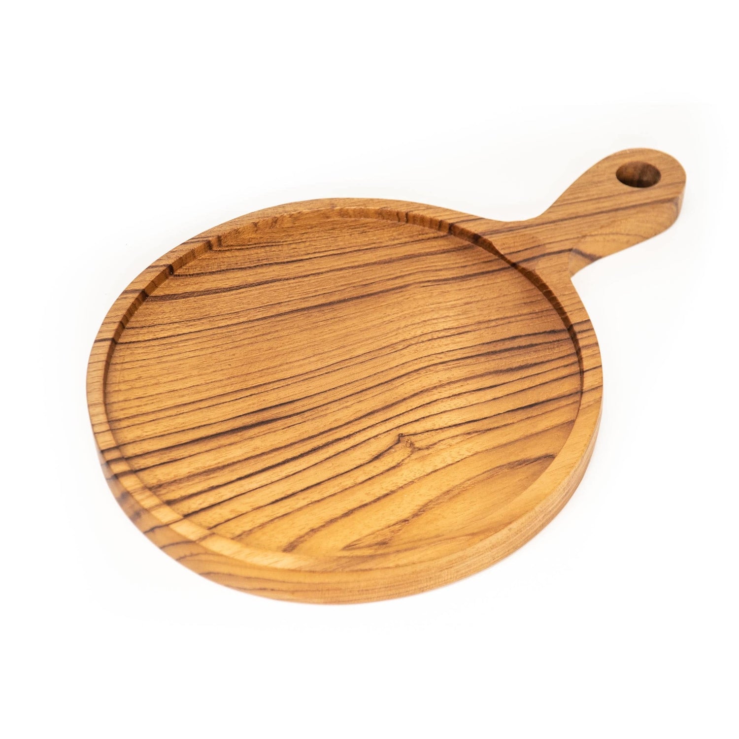 8 Inch Teak Wood Pizza Board with Handle & Rim