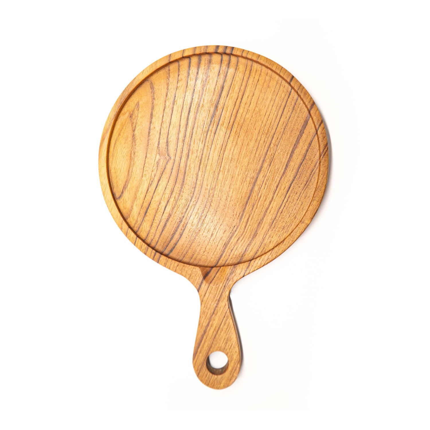 8 Inch Teak Wood Pizza Board with Handle & Rim