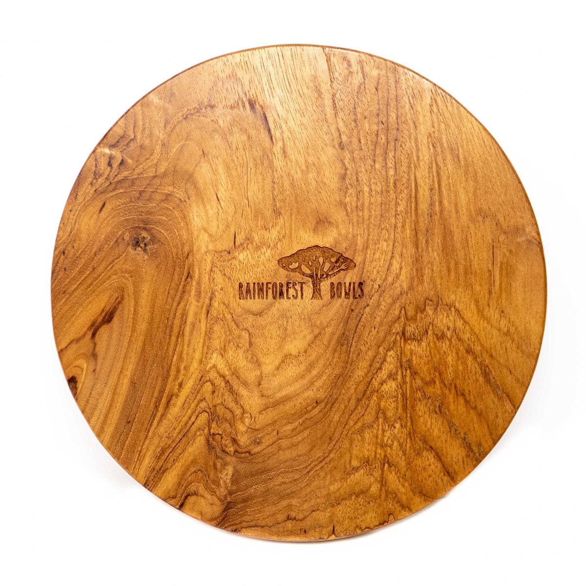10 Inch Round Rimmed Teak Wood Plate