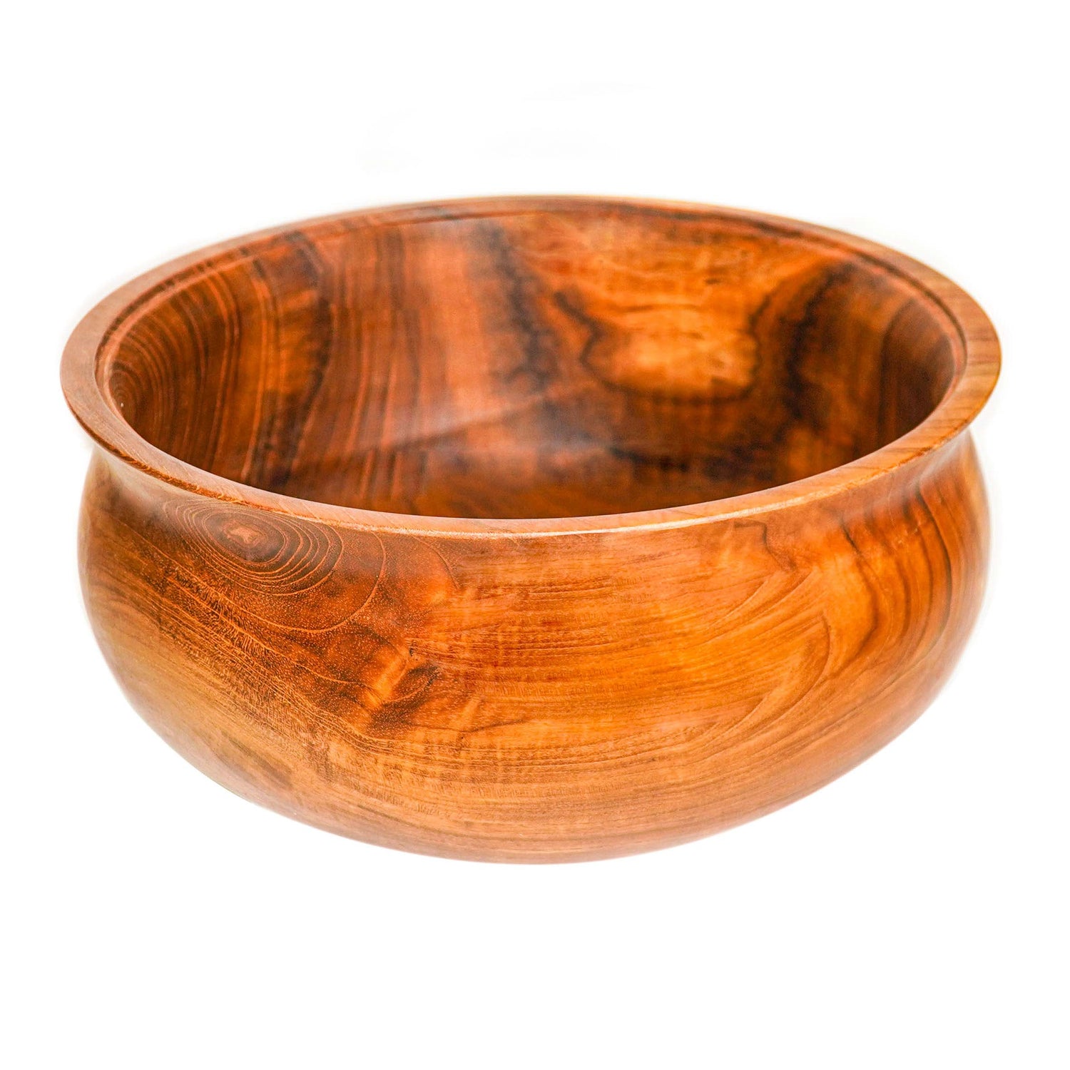 Ripple Teak Wood Salad Serving Bowl
