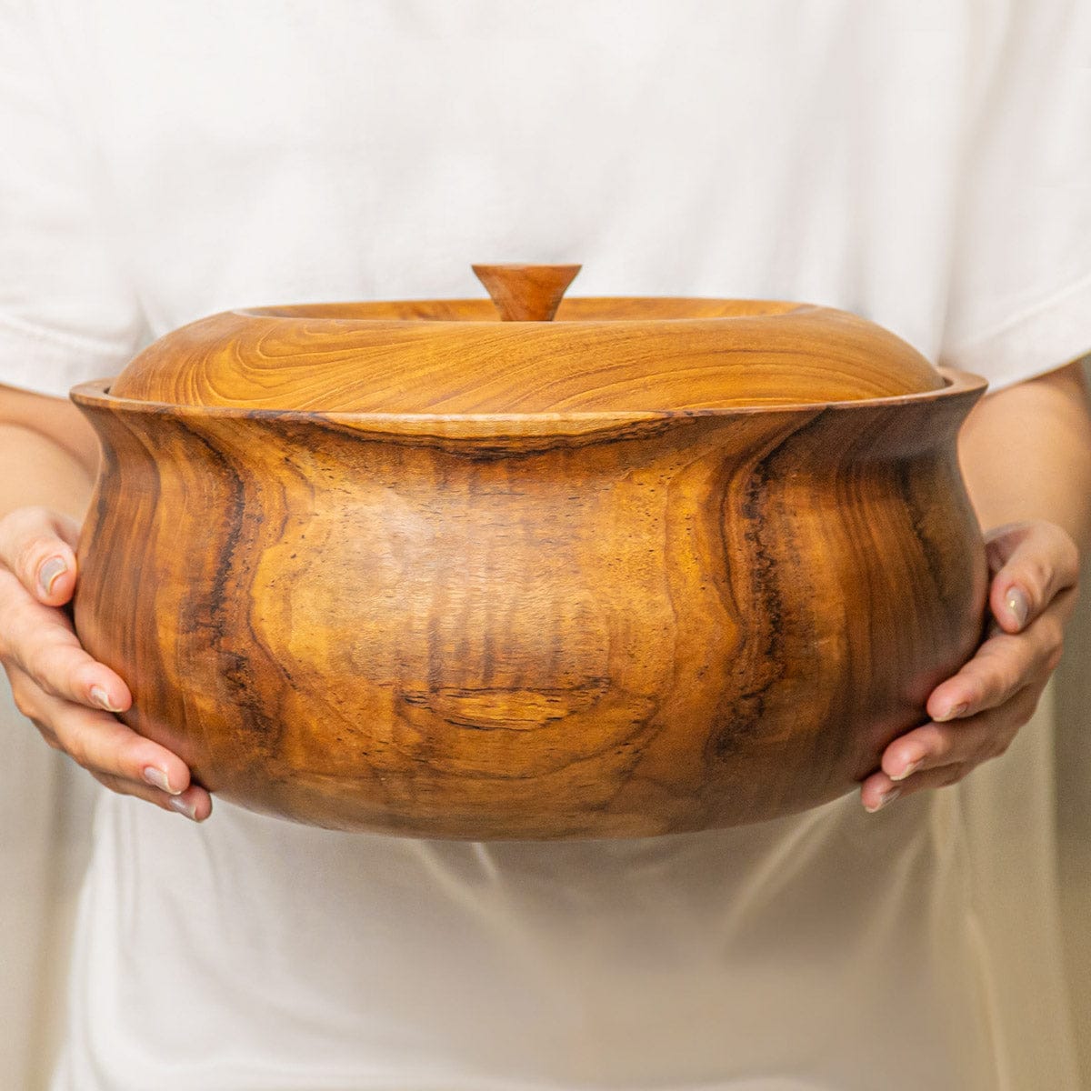 Ripple Teak Wood Salad Serving Bowl