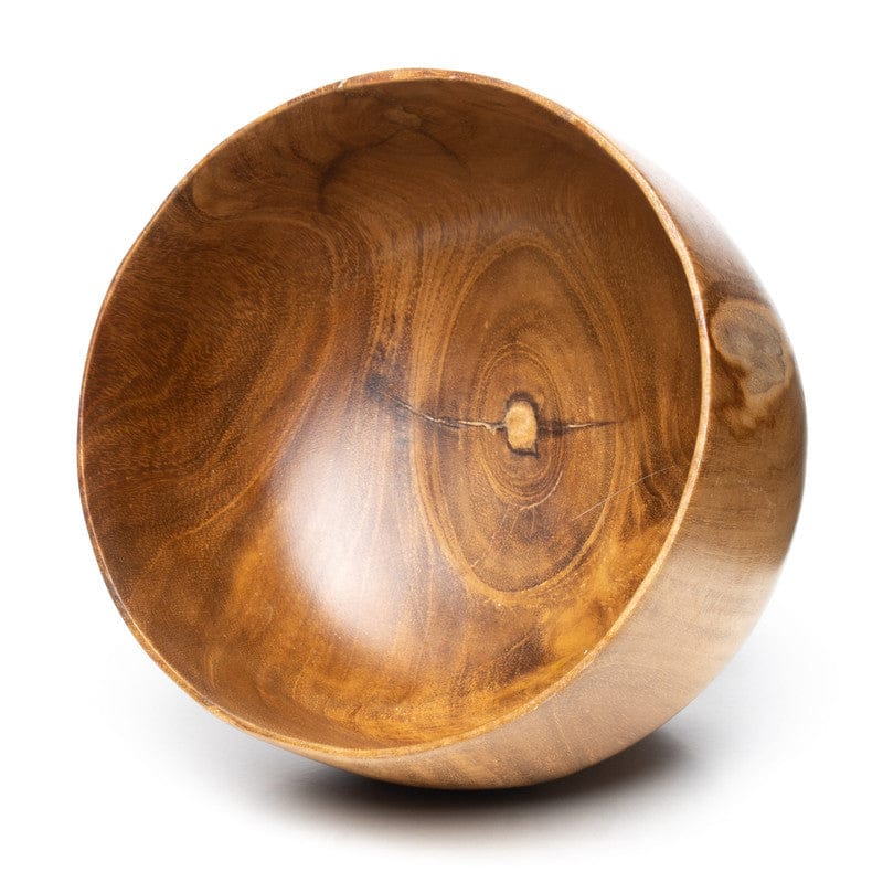 Round Rim Ochawan Teak Wood Miso Bowl with Stand