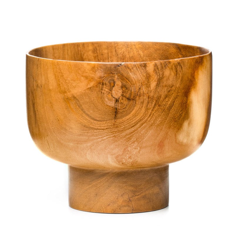 Round Rim Ochawan Teak Wood Miso Bowl with Stand