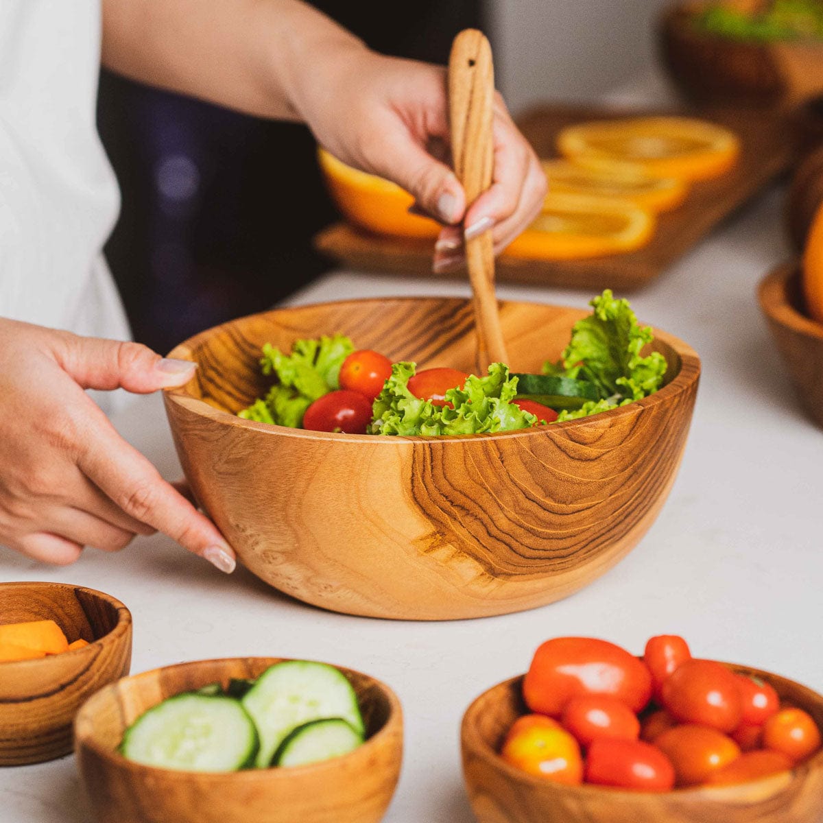 Round Teak Wood Bowl - Jumbo