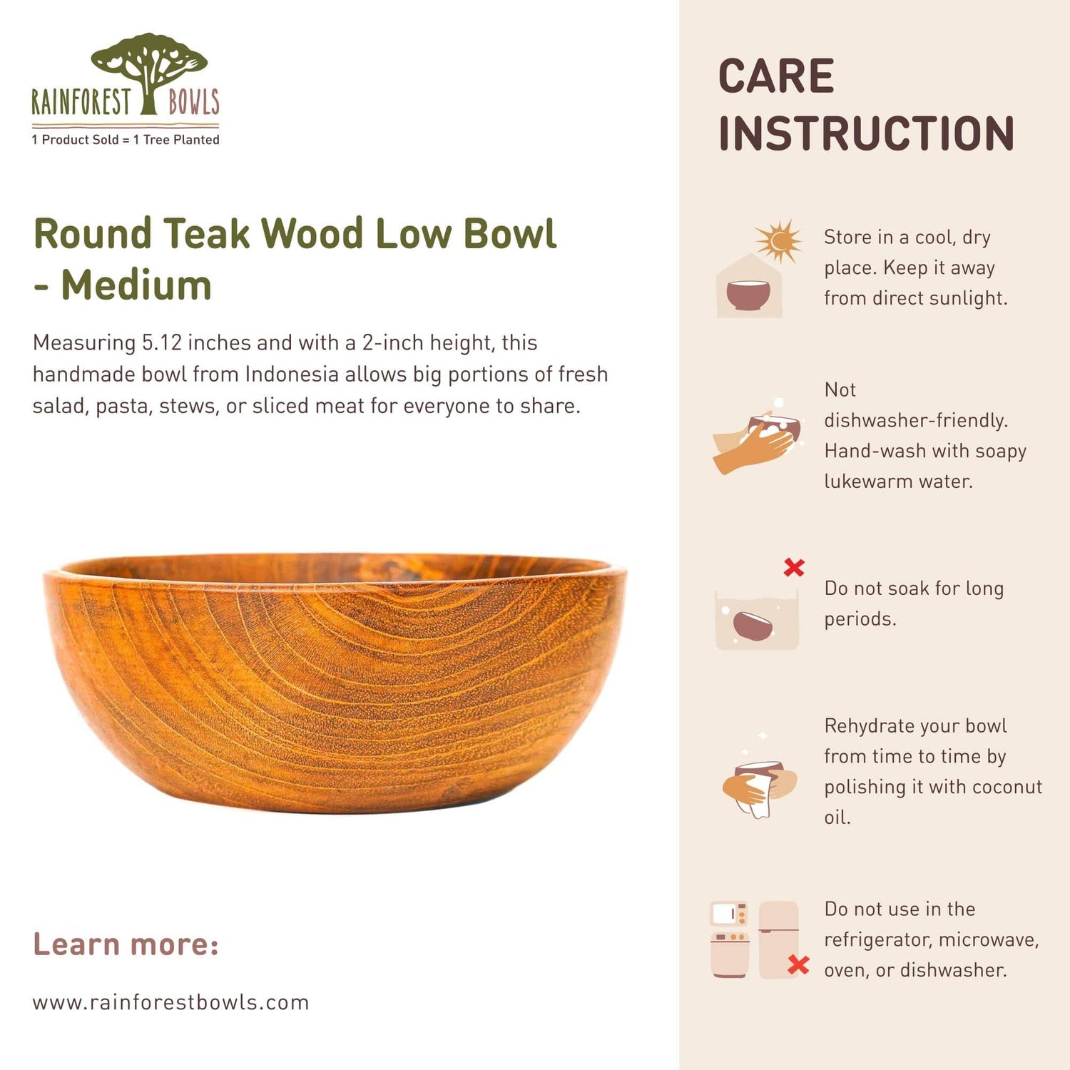 Round Teak Wood Appetizer Bowl