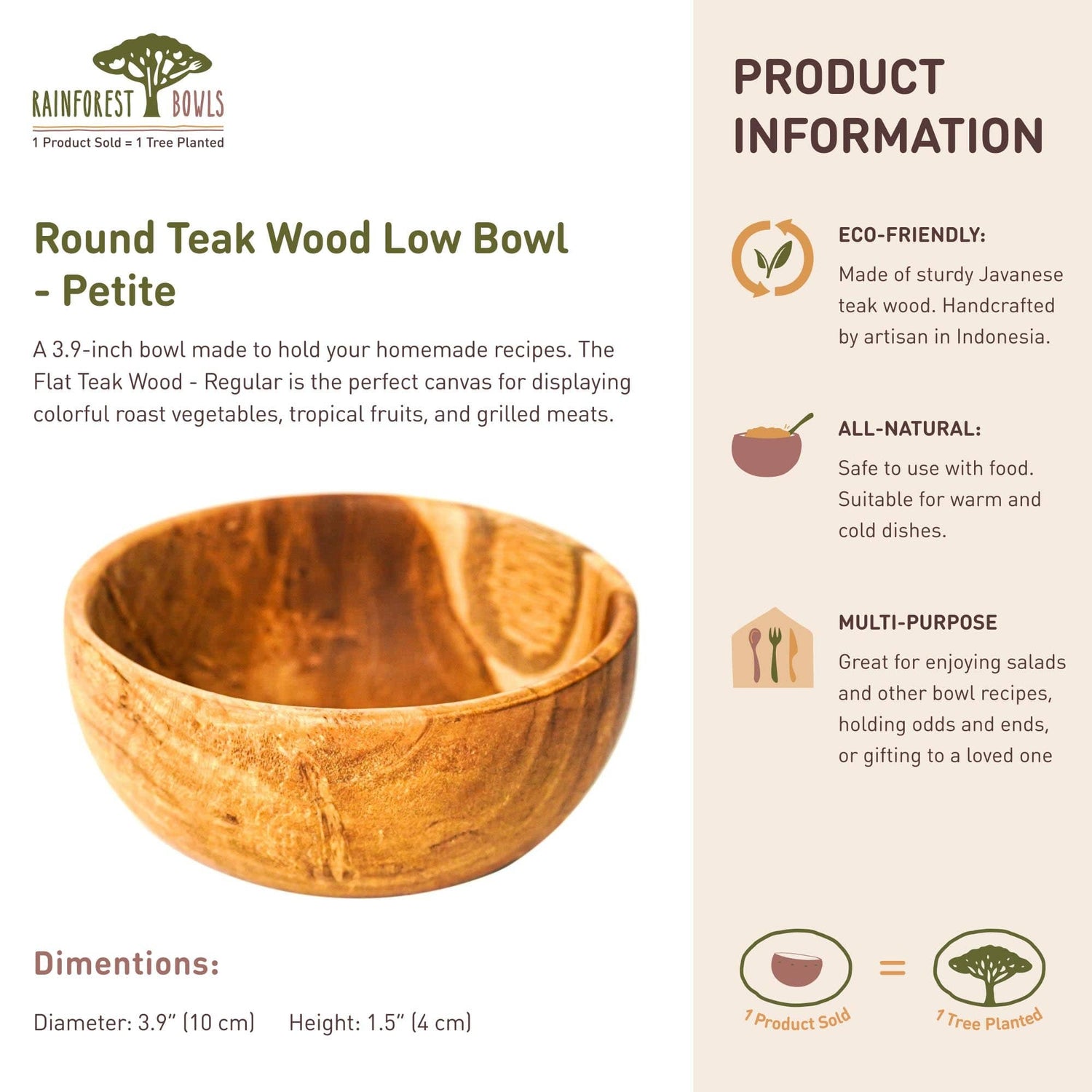 Round Teak Wood Mini Dipping Bowl