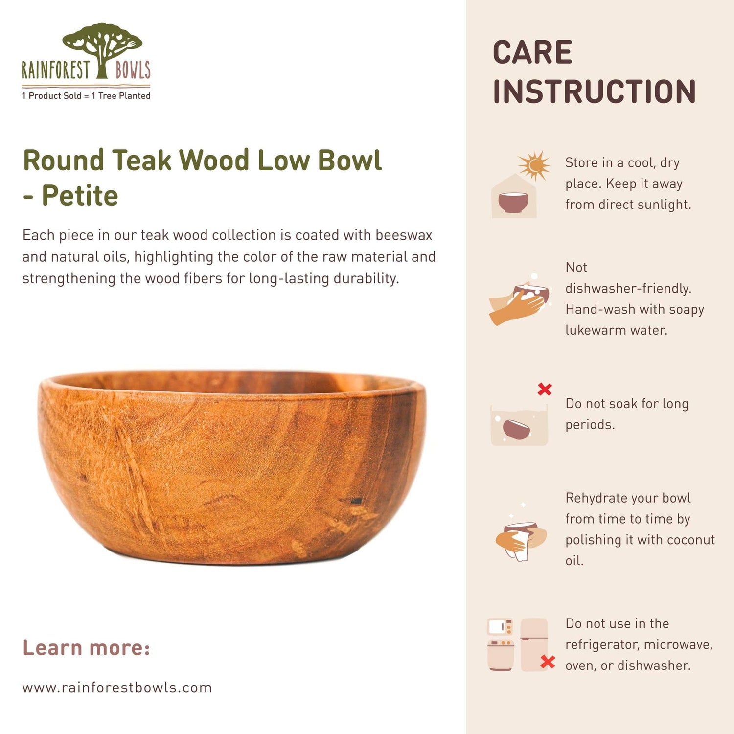 Round Teak Wood Mini Dipping Bowl