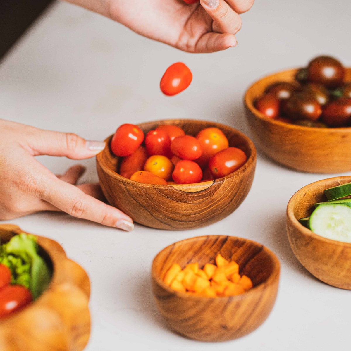 Round Teak Wood Side Dish Bowl