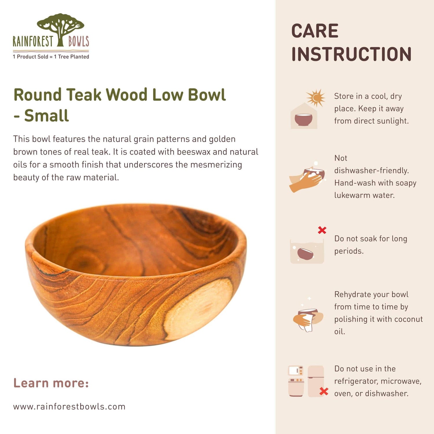Round Teak Wood Side Dish Bowl