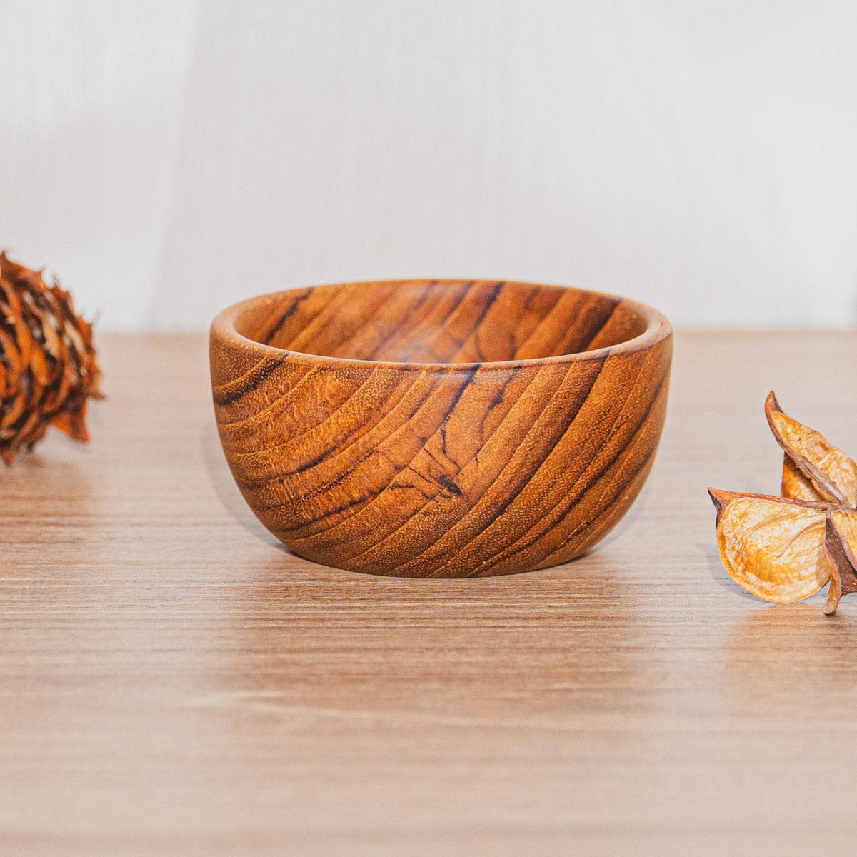Round Teak Wood Sauce Bowl