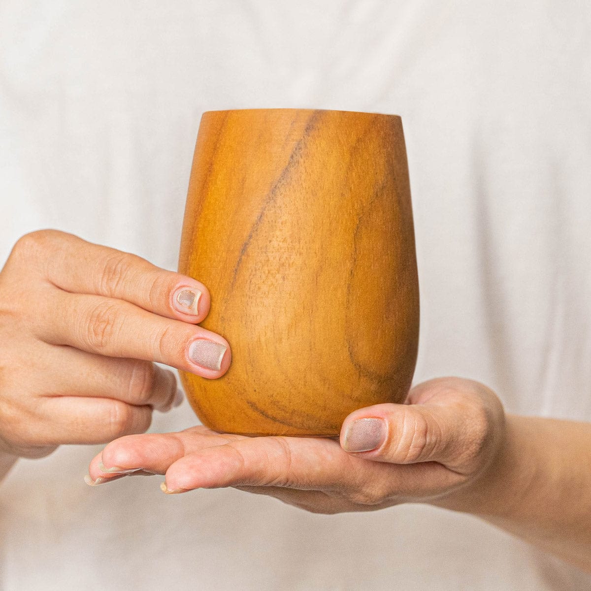 Rounded Teak Wood Cup - Small