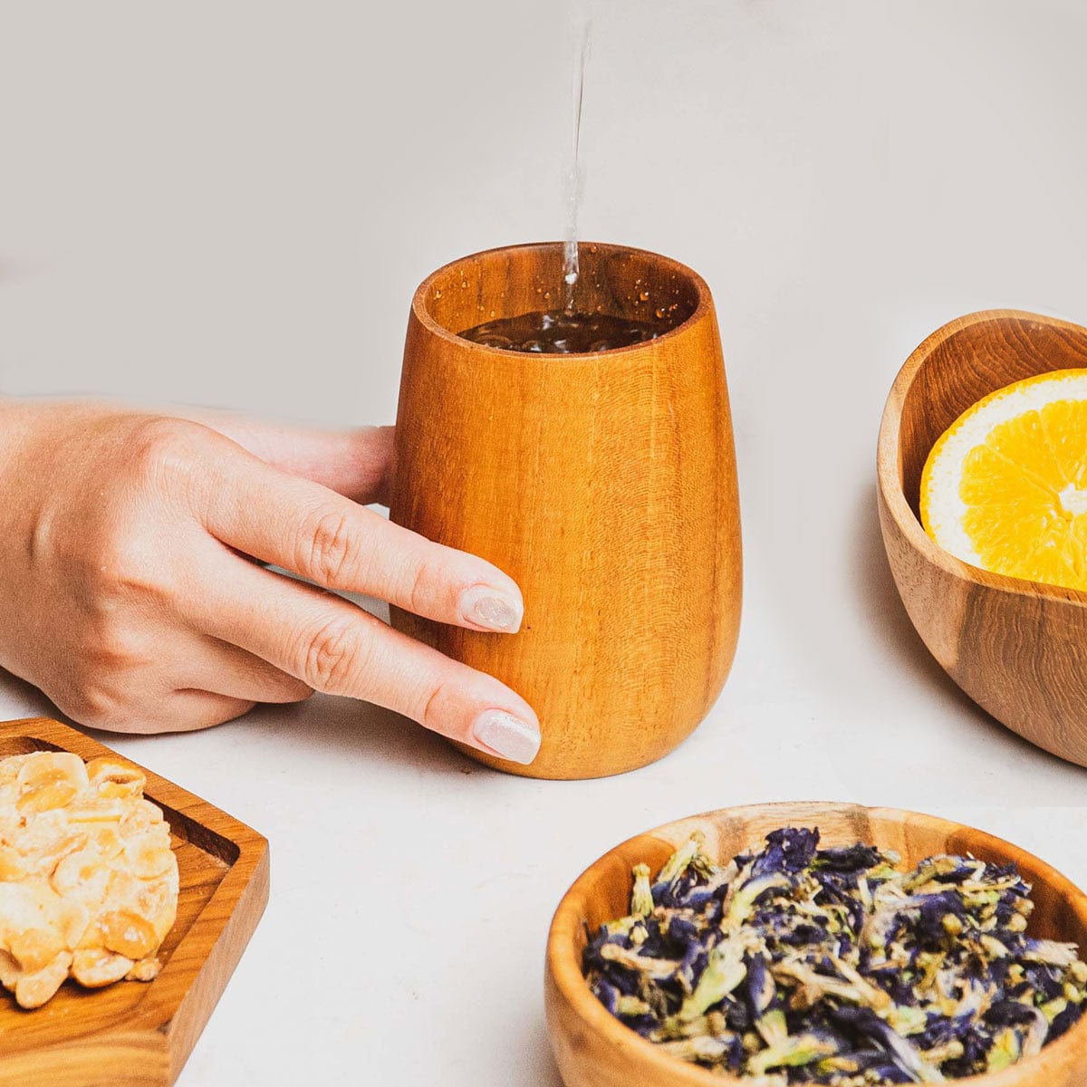 Rounded Teak Wood Cup - Small