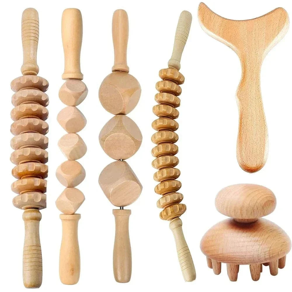 2/4/6/8PCSWooden Body Massager Set – Beech Wood Tools for Relaxation & Muscle Relief