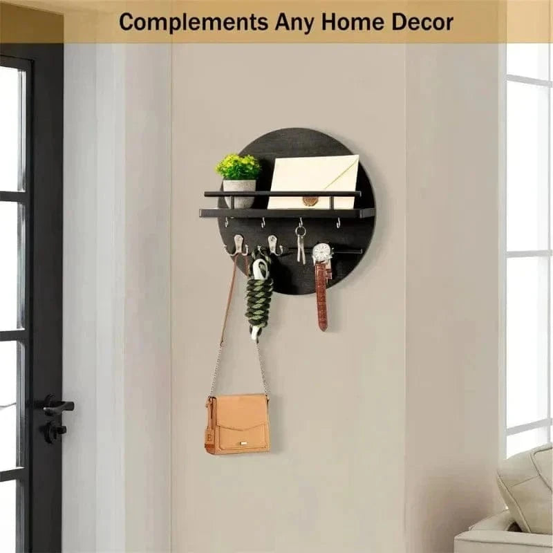 Wooden Wall Key Holder with Shelf – Mail Organizer & Entryway Rack