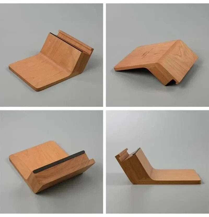 Wooden Laptop Stand – Ultra-Thin Monitor Riser with Heat Dissipation & Desktop Holder