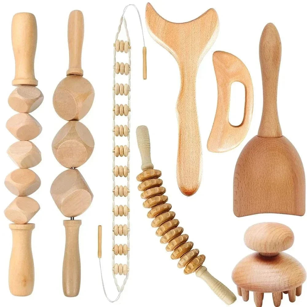 2/4/6/8PCSWooden Body Massager Set – Beech Wood Tools for Relaxation & Muscle Relief