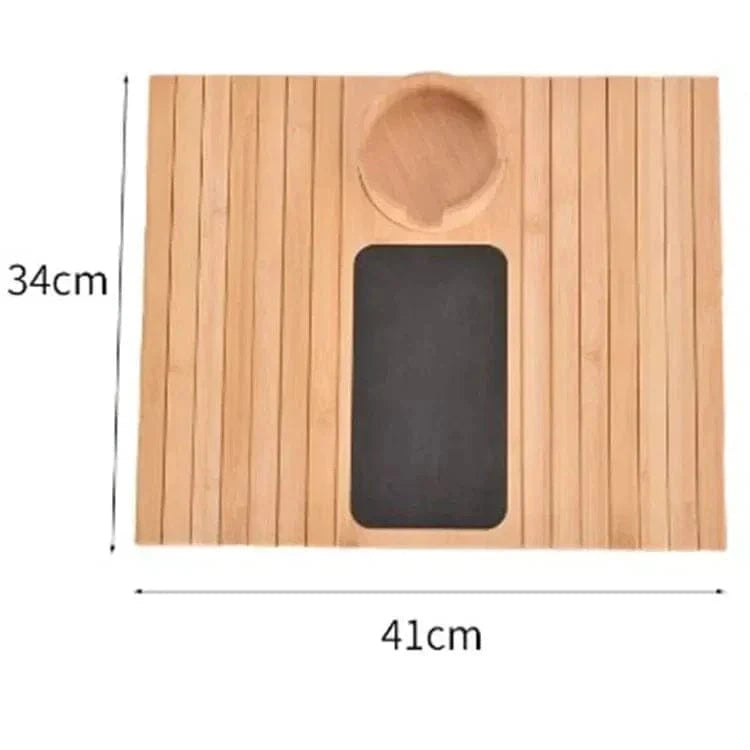 Couch Cup Holder Bamboo Wood Sofa Armrest Tray – Foldable Non-Slip Sofa Cup Holder and Side Storage Tray