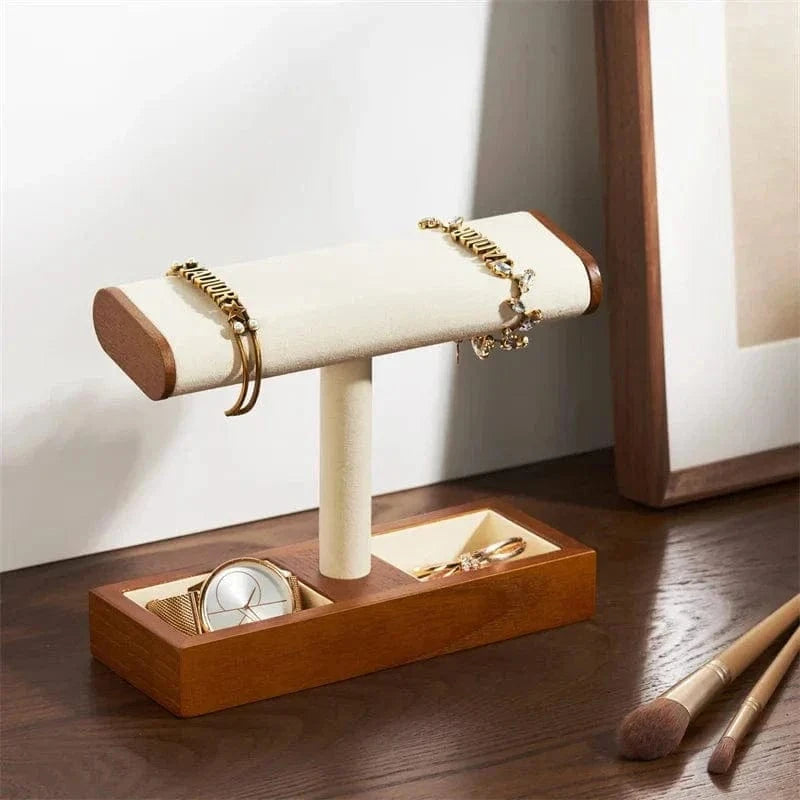 Solid Wood Watch Display Stand – T-Bar Jewelry Organizer for Men & Women