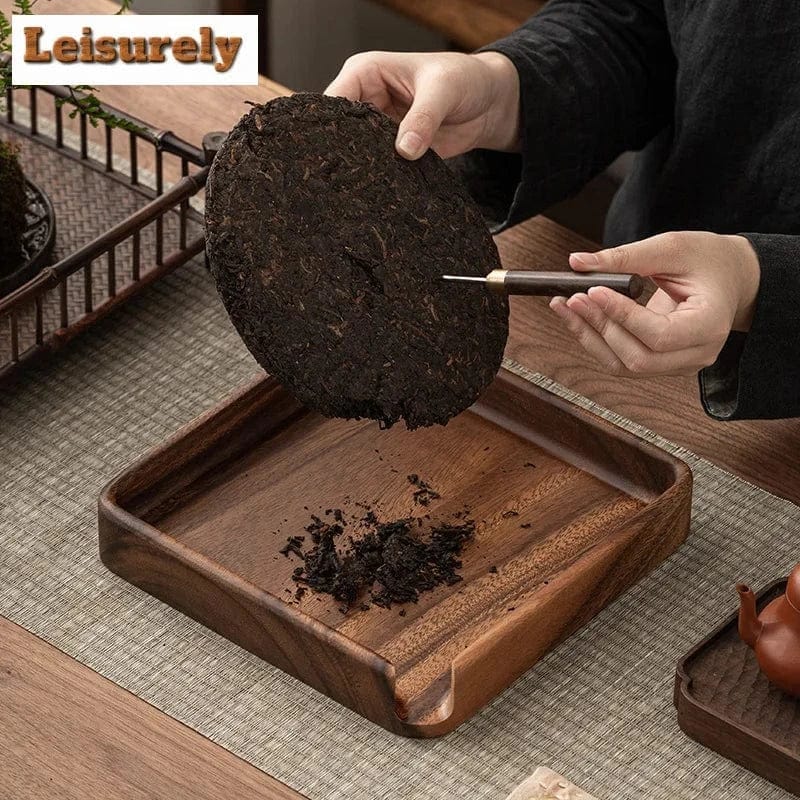 Walnut Wood Tea Tray – Solid Wood Serving Plate for Tea Sets & Accessories