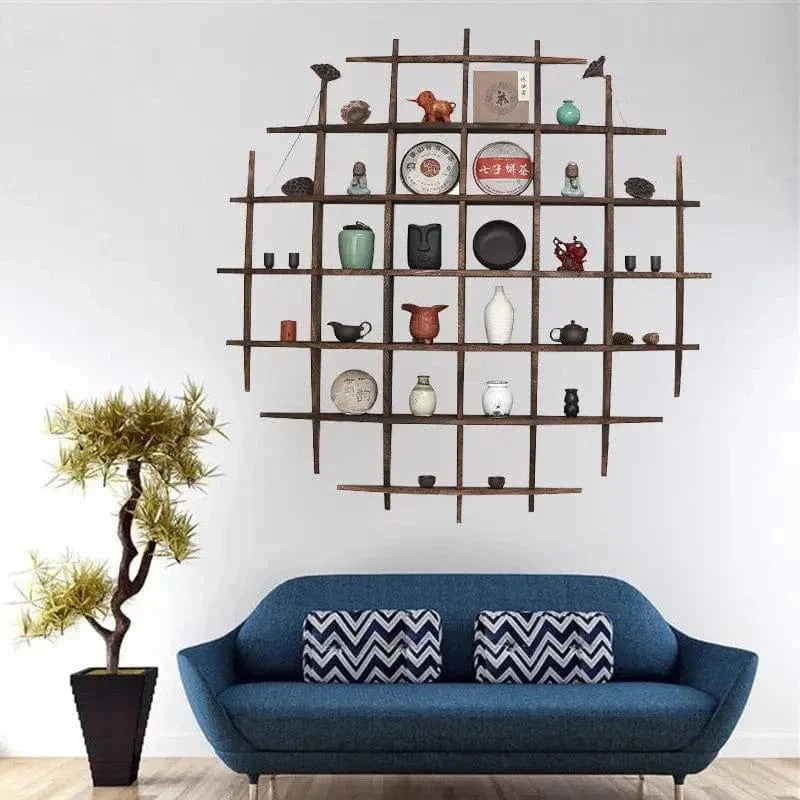 Solid Wood Wall-Mounted Tea Shelf – Style Display Rack