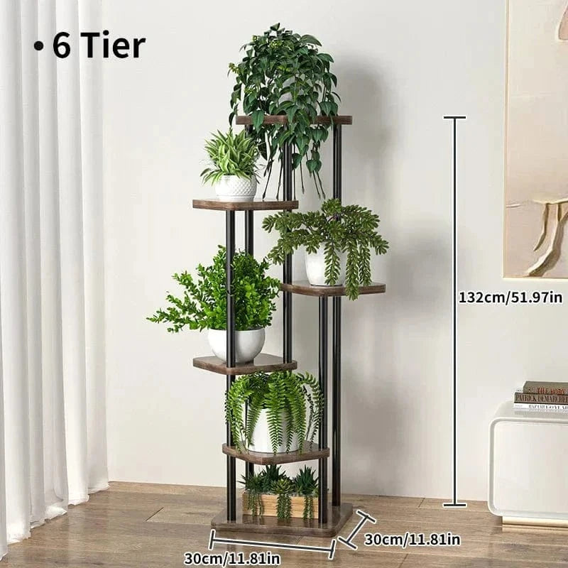 Wooden Plant Stand – 5/6/8-Tier Flower Shelf Rack for Pots & Garden Decor