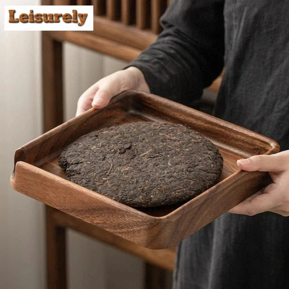 Walnut Wood Tea Tray – Solid Wood Serving Plate for Tea Sets & Accessories