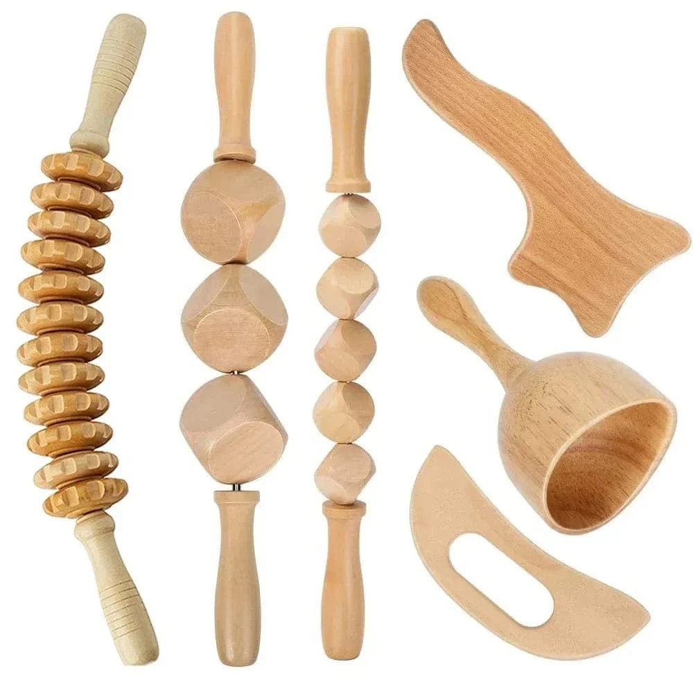 2/4/6/8PCSWooden Body Massager Set – Beech Wood Tools for Relaxation & Muscle Relief