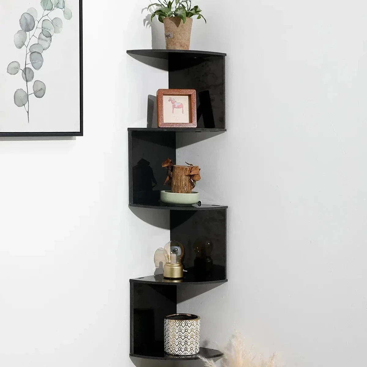 PVC Wooden Corner Shelf – 2/4/5-Tier Storage Rack for Home Decoration