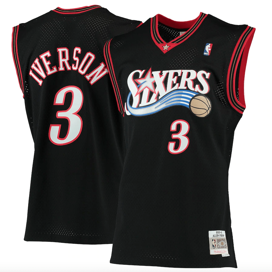 Men’s Allen Iverson Philadelphia 76ers 2000-2001 Swingman Black Jersey By Mitchell & Ness