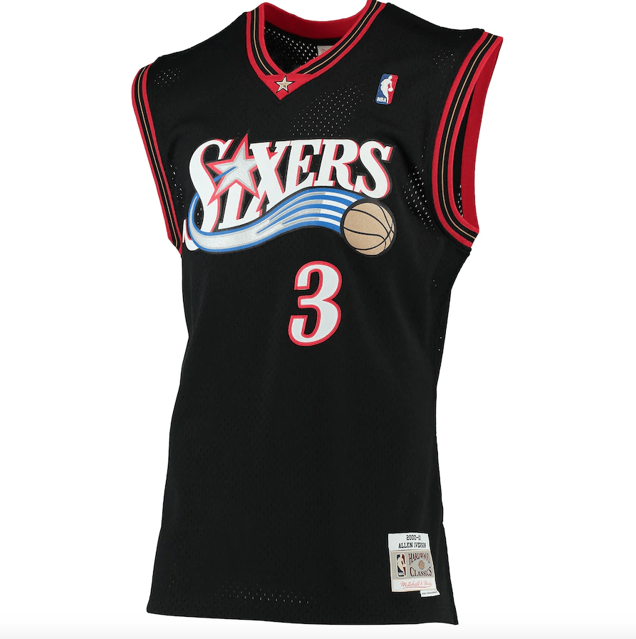 Men’s Allen Iverson Philadelphia 76ers 2000-2001 Swingman Black Jersey By Mitchell & Ness