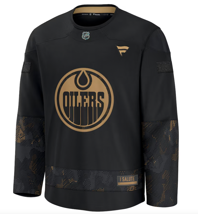 Men's Edmonton Oilers Fanatics Black 2024 Military Appreciation Practice Jersey