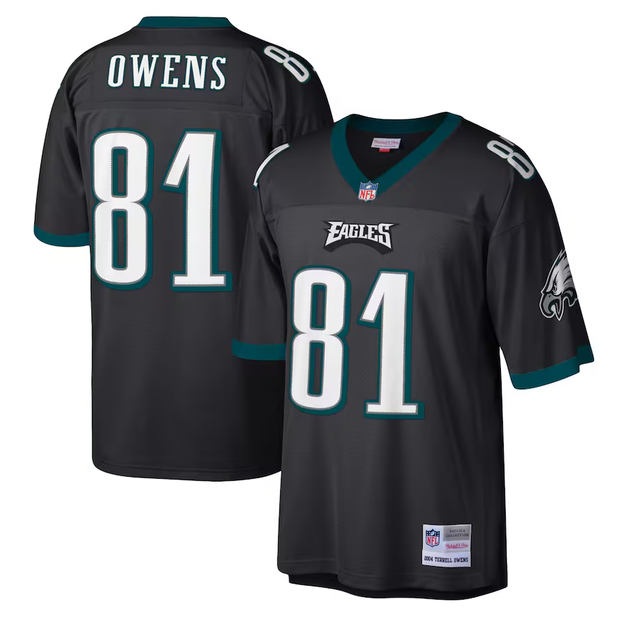 Men's Terrell Owens Philadelphia Eagles 2004 Black Mitchell & Ness Legacy Jersey