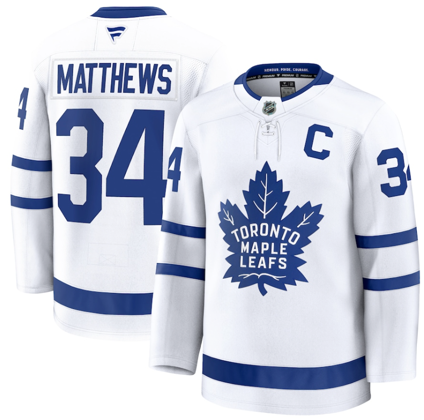 Men's Toronto Maple Leafs Fanatics White Away Premium Player Jersey - Auston Matthews