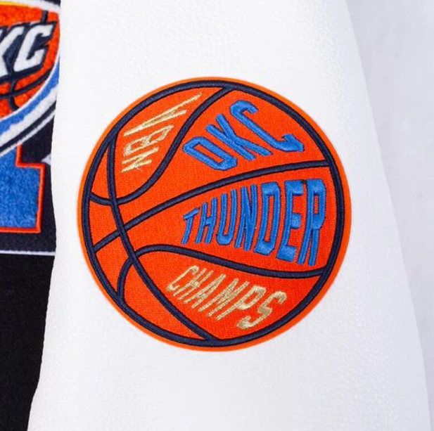 Men's NBA Finals Oklahoma City Thunder 2025 Champions Wool & Vegan Leather Varsity Jacket