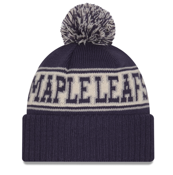 Men's Toronto Maple Leafs NHL New Era Men's Navy Retro Chill Knit Pom Hat