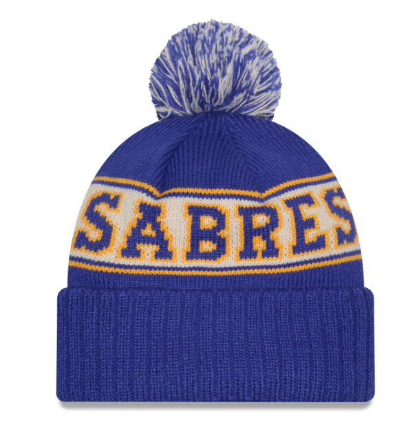 Men's Buffalo Sabres NHL New Era Men's Blue Retro Chill Knit Pom Hat