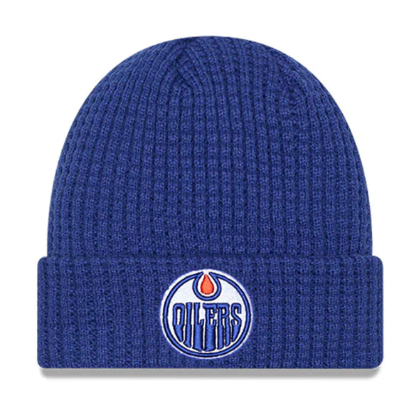 Men's Edmonton Oilers Primary Logo NHL New Era Waffle Knit Beanie Toque