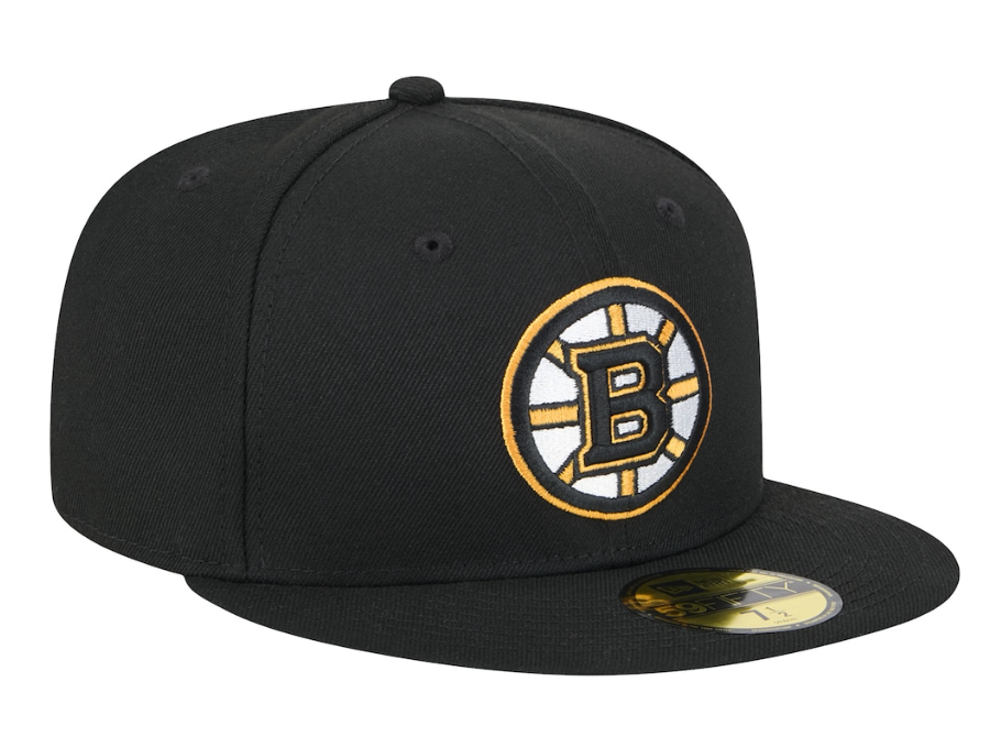 Men's Boston Bruins NHL Hockey New Era Core 59FIFTY Fitted Hat - Black